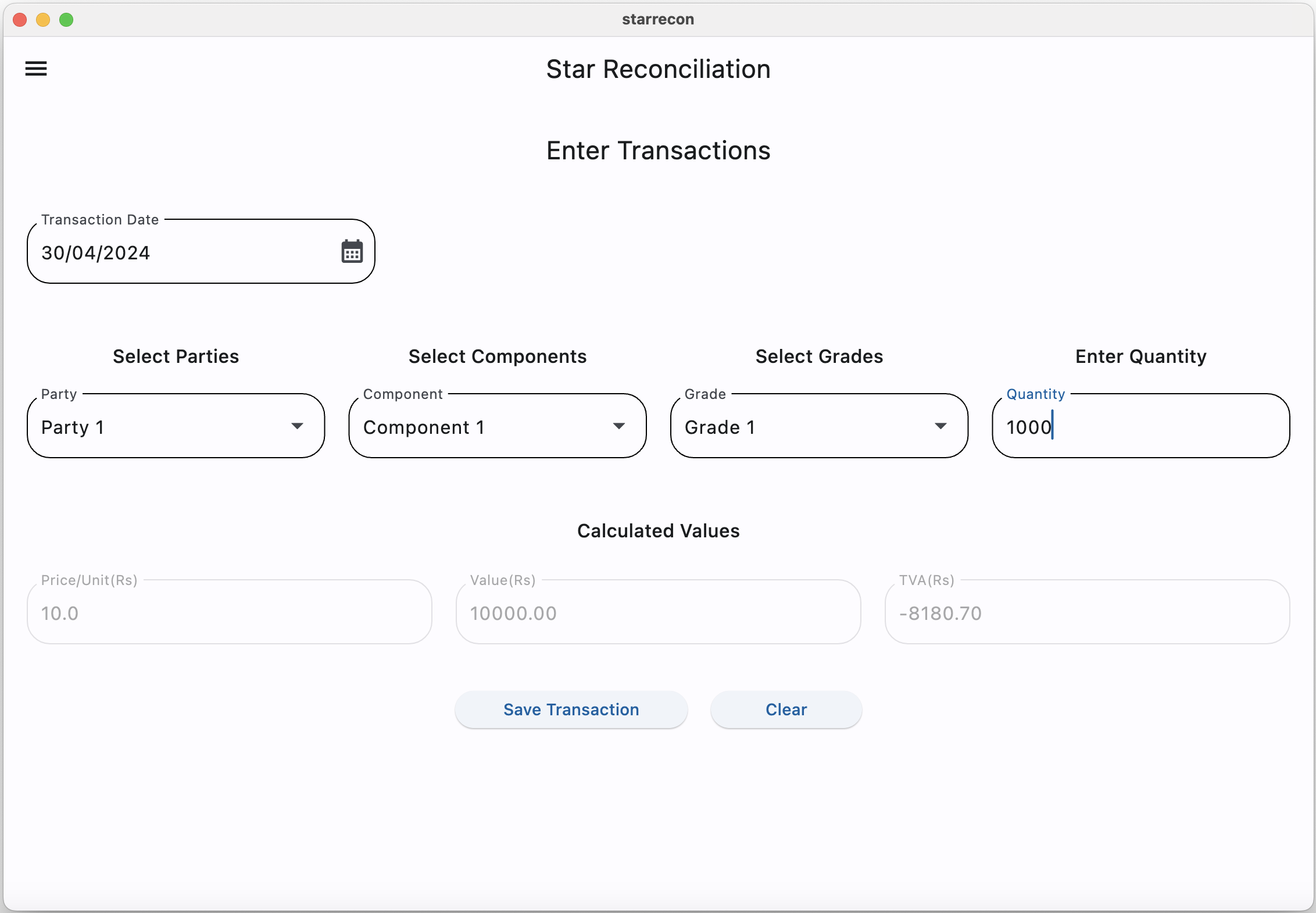 Star enter transaction